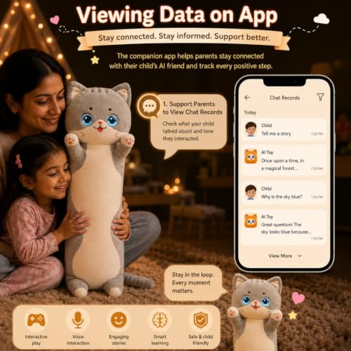 Image of Adorable Long Cat Stuffed Toy AI Plush Toy Soft Snuggly Kitty Pillow for Couch