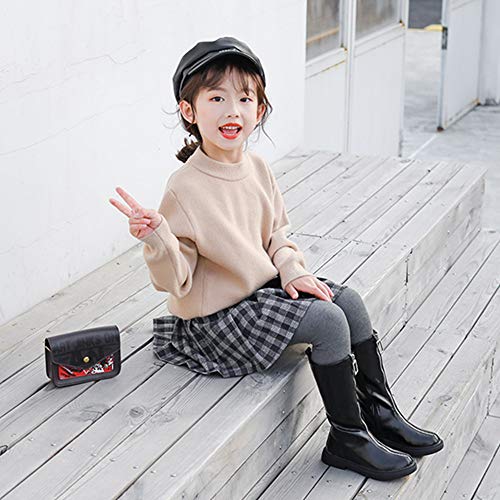 Dayiss Fashion Girl's Waterproof Front Zipper Tall Riding Boots Girls Glossy Leather Winter Shoes Boots2