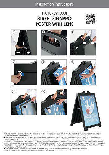 M&T Displays Street SignPro with Lens Protective Cover, 24x36 Inch Poster Black Double Sided Sandwich Board Folding A-Frame Sidewalk Curb Sign Portable Advertising Display for Restaurant Cafe