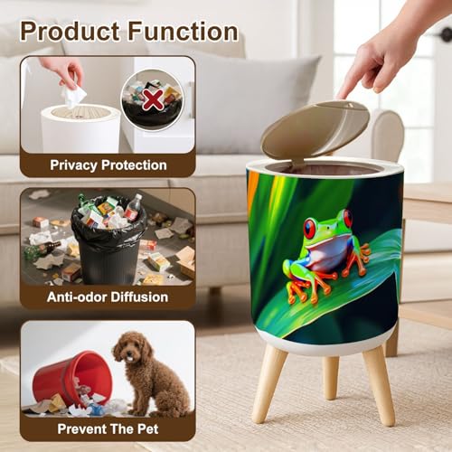 Caneca de basura plástica redonda 7L con tapa verde miniatura 6
