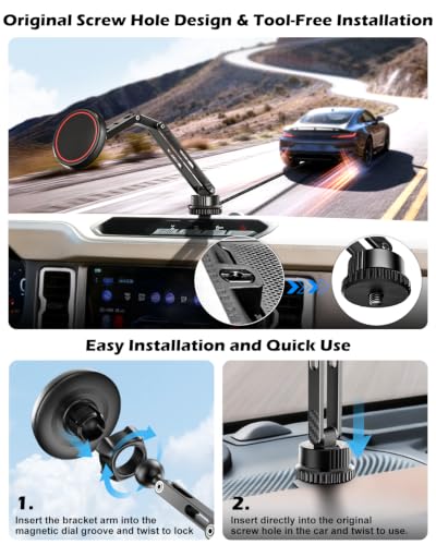 Image of CloudValley Extended Ford Bronco Phone Mount 2021-2026 2 /4 Door, Aluminum Alloy Magnetic Phone Holder, Off-Road Stable Anti-Shake No Drill Dash Mount, 360 Adjustable Bronco Accessories Fit All phones