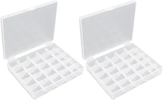 2 Boîtes de Rangement Couture 25 Grilles Transparentes pour Petits Objets