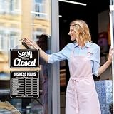 Open and Closed business hours signs, double-sided open closed signs, replaceable time business hours hanging decor, coffee bars, store, hotels, restaurants, doors, windows, glass walls