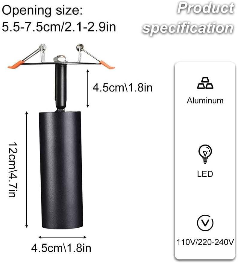 LED Recessed Lighting Ceiling Spotlight Black Ceiling Light Fixture, 360° Adjustable Fixed Track Focus Accent Lamp Directional Spotlights for Living Room, Gallery, Hallway(3000K,10W)