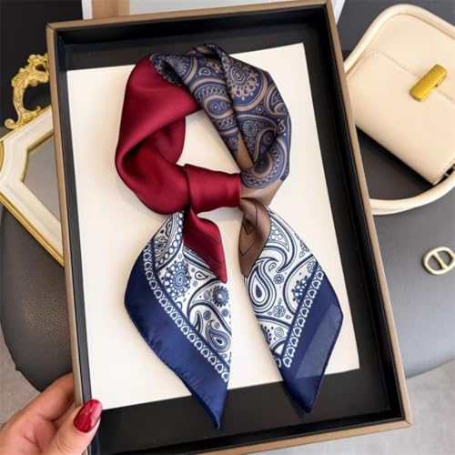 Silk Feeling Hair Scarf Bandanas for Women 27.5" Square Lightweight Satin Head Scarves Neck Sleeping Headscarf Wrap2