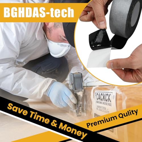 Image of Bghdas - 2 Pack Butyl Sealant Tape 1 1 /2 inch X 60' - Double Sided - Black Vapor Barrier Butyl Tape for Wall of Crawl Space, Rv Windows, Deck Boat, Crawlspace (Waterproof, Weatherproof)