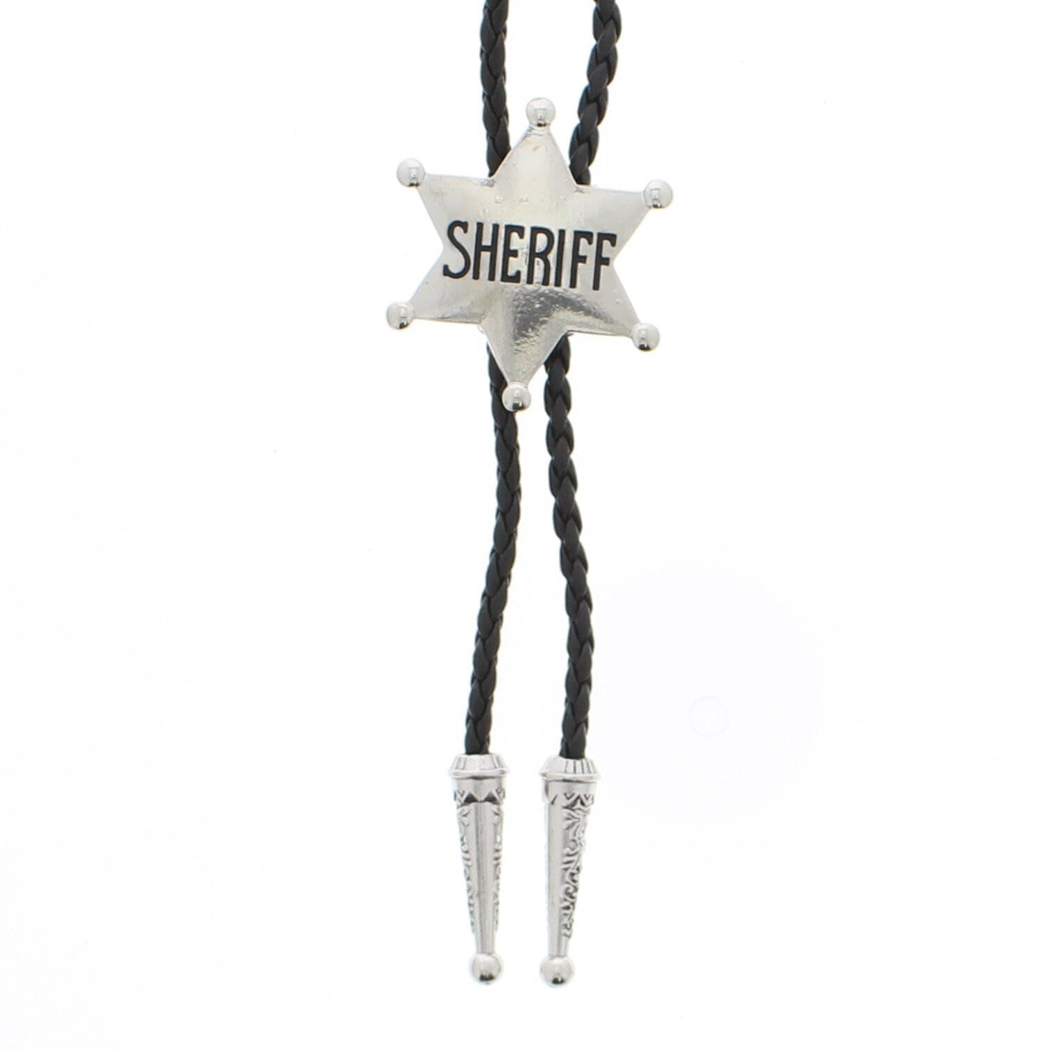 Zac's Alter Ego Men's Silver Vintage Sheriff Star Western/Cowboy/Rodeo Pu Bolo Tie