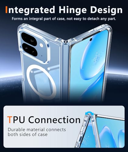 Image of FNTCASE for Google Pixel 10-Pro-Fold Case: Magnetic Clear Military Grade Shockproof Anti Yellowing Slim Phone Cover, Protective Rugged Case for Pixel 10 Pro Fold, Clear