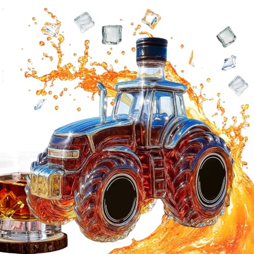 Botella Whisky Con Forma Tractor, 300ml Divertido Envase Con Forma Tractor, Decantador Whisky Kristal 3D Novedoso, Utensilios Para Almacenar Vino, Ideal Para Bar Casa O Oficina