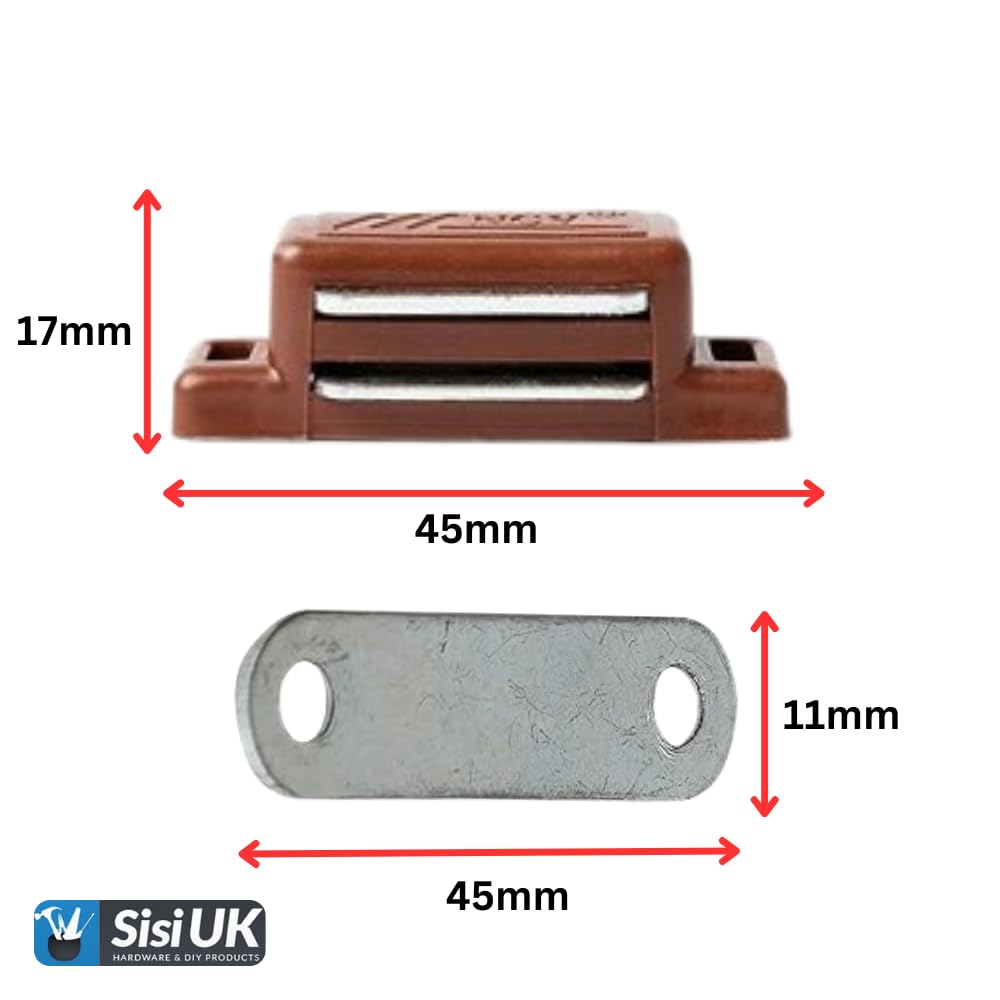 Heavy Duty Magnetic Door Catch Brown Cupboard Cabinet Door Thumb Turn Catch Latch Lock with Fixing Screws for Kitchen Wardrobe Magnets Door Closers Magnet Closure 4 Pack - Image 2
