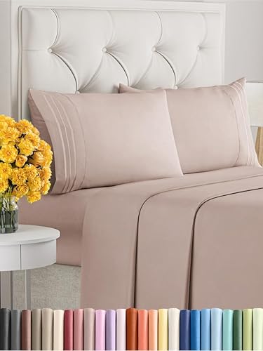 Vista 866 de Juego de sábanas de 4 piezas tamaño king, extrasuaves, transpirables y refrescantes con esquinas profundas, sábanas de fácil ajuste y sin arrugas
