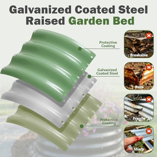Image of 3 PCS Round Raised Garden Bed 2x2x1 ft, Metal Outdoor Planter Box Kit with Safety Rubber Edge, Easy Assemble Bottomless Small Planting Container for Vegetable, Flower, Fruit, Green