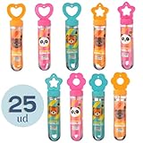 D MANU Pomperos para Niños Cumpleaños 25 Piezas De Animales y Tres Colores. Pompas De Jabón con Burbujas De Varios Tamaños.