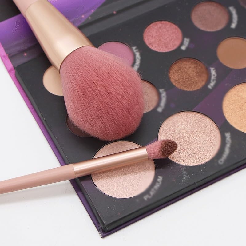 Kit de 12 brochas de maquillaje rosa nude para tu rutina diaria de polvos y sombras 5