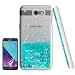 Galaxy J7 Sky Pro Case, Galaxy J7 Prime /J7 V / J7 Perx / Halo Case with HD Screen Protector, Atump Liquid Glitter Cute Bling Bumper Flowing Sparkly Protective Cover for Samsung J7 V 2017 Turquoise