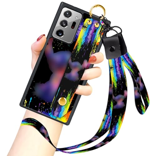 cuwana Funda de dibujos animados para Samsung Galaxy Note 20 Ultra de 6.9 pulgadas, bonito diseño colorido de personajes de dibujos animados con cordón para la muñeca, soporte para correa de muñeca,