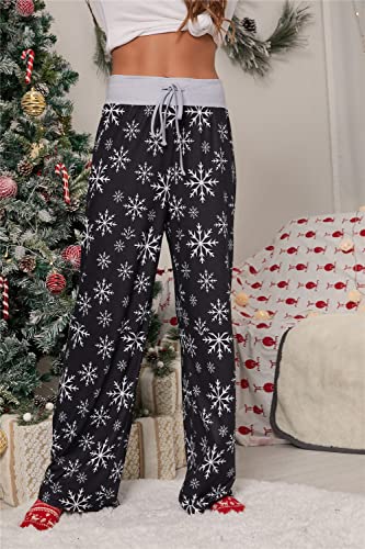Image of iChunhua Women's Comfy Stretch Floral Print Drawstring Palazzo Wide Leg Lounge Pant