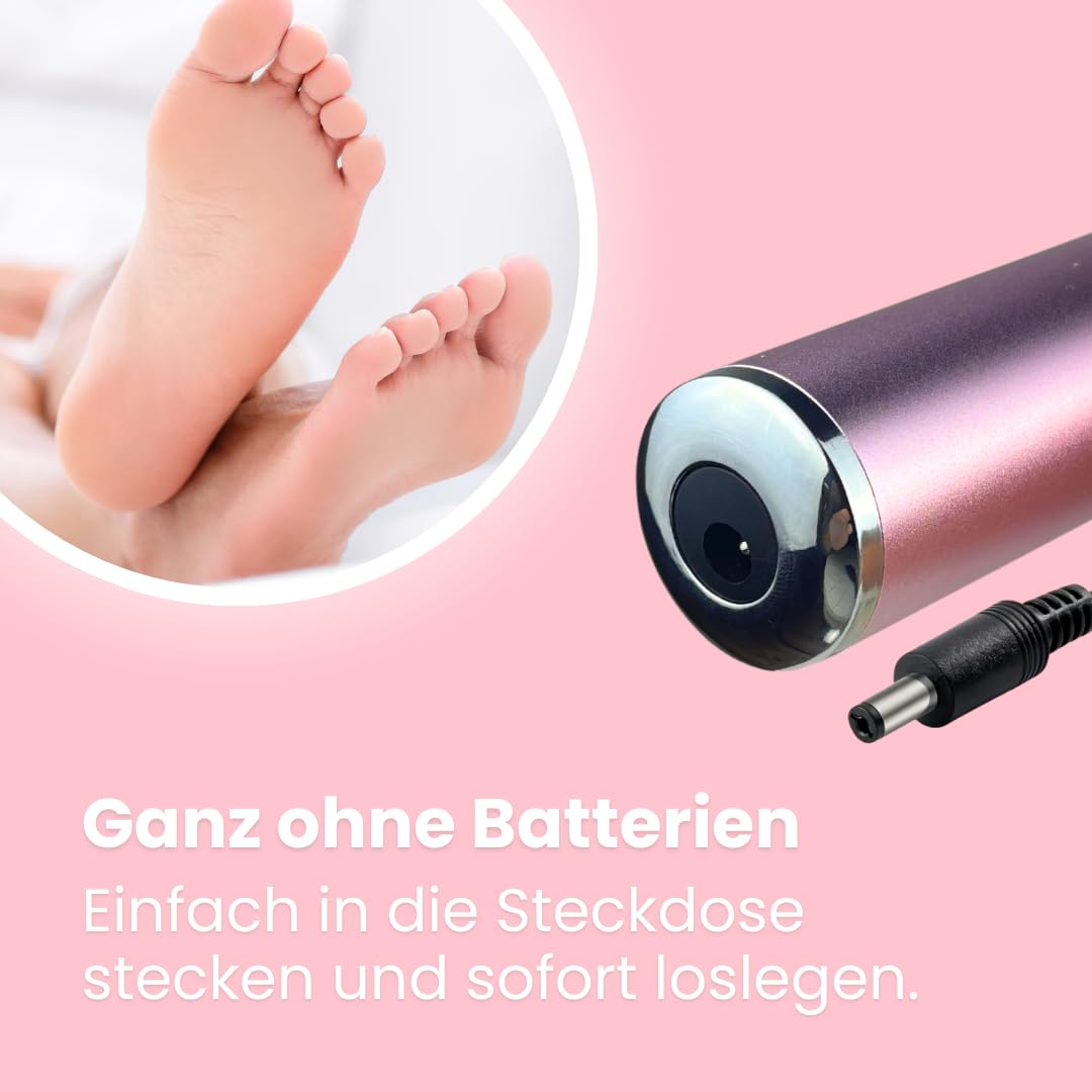 vera beauty Luva Pro - für seidig glatte Füße Motorisierter Hornhautentferner mit einstellbarer Geschwindigkeit, Ersatzpads für weiche Füße und effektive Pflege bei rissiger Haut.