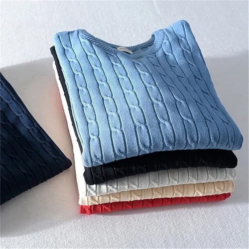 Men's Cotton Knit Sweater Lightweight Slim Fit Long Sleeve O Neck Cable Knitted Pullover Sweater3