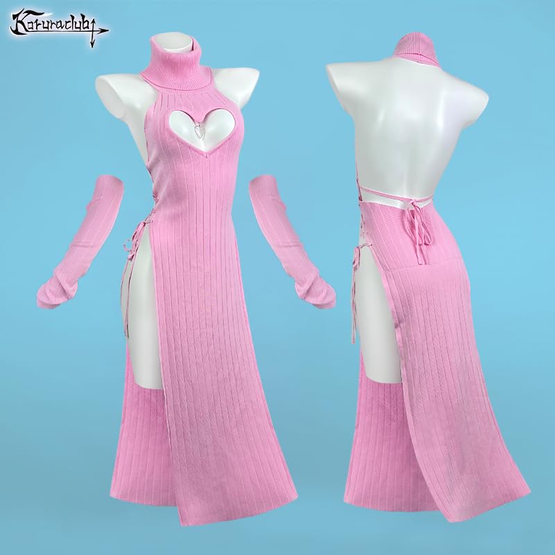 KORURACLUB Love Cheongsam costume White/Black premium sweater cosplay lingerie Love Cheongsam succubus lingerie: Pink XS/M