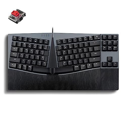 Image of Perixx PERIBOARD-335RD Wired Ergonomic Mechanical Compact Keyboard - Low-Profile Red Linear Switches - Programmable Feature with Macro Keys - Compatible with Windows and Mac OS X - US English