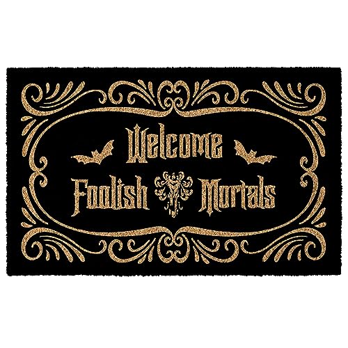 Shelinh Custom Cute Welcome Door Mat Outdoor Welcome Foolish Mortals Entrance Funny Front Door Mats Rugs 23.5x15.7 Inch Coir Non Slip with Rubber Backing