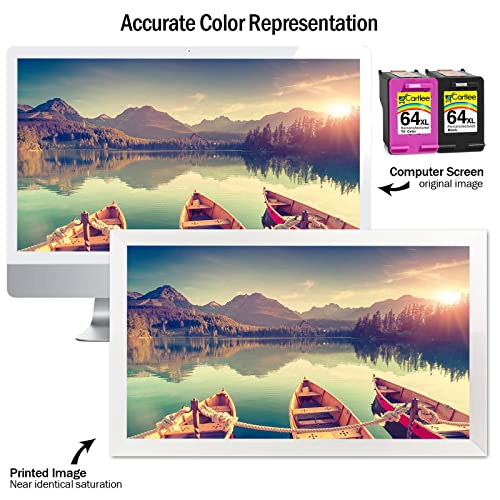 Cartlee Remanufactured Ink Cartridge Replacement For Hp 64 Xl 64Xl For Envy Photo 6252 6255 6258 7120 7155 7158 7164 7800 7855 7858 7864 Inkjet Printers Pack Combo (1 Black, 1 Tri Color) #TOP4