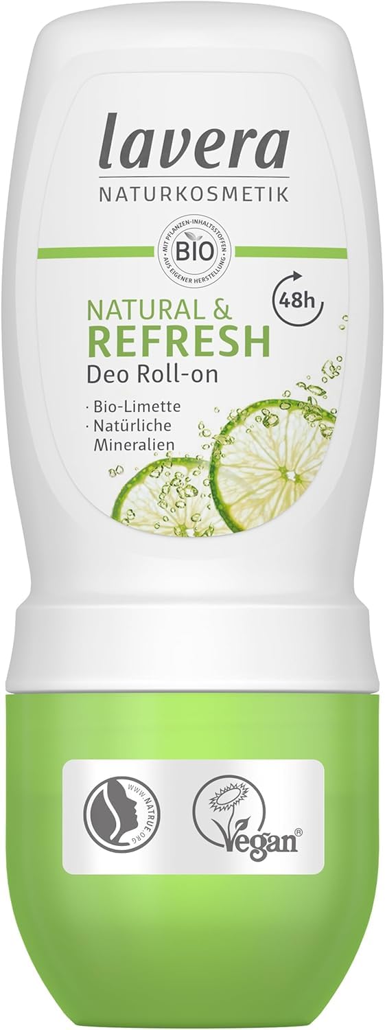 Lavera Deo Roll-on NATURAL & REFRESH 48 h - vegan - Naturkosmetik - Bio-Limette & Natürliche Mineralien - ohne Aluminium - Zuverlässiger Schutz für ein frisches Hautgefühl - 48 Stunden Schutz - 50 ml