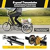 20 Inch Tricycle Black Adult Trike Bike 8 Speeds Adjustable Design Tricycle Large Basket Cargo Carrier Double Safety Brakes Three-Wheeler for Elderly Seniors Fitness, Shopping, Outdoor Exercise #3