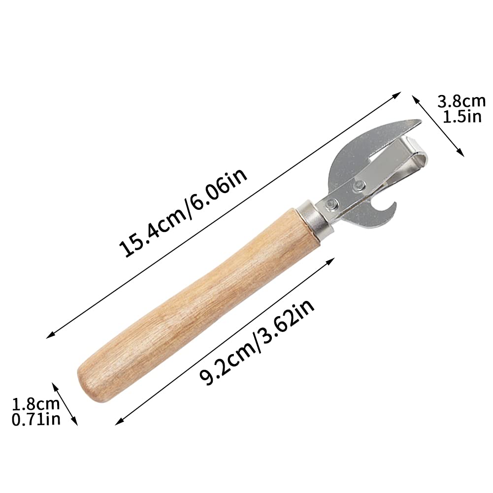 Ouvre-Boîte Manuel En Fer Avec Poignée En Bois - 15,4 Cm - Double Fonction - Lot De 2
