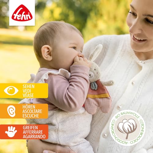 Fehn Coniglietto Fehnnatur – Animale Frusciante Activity Con Cotone Biologico Kba Per Afferrare, Giocare E Produrre Suoni, Compagno Ideale Per Neonati E Bambini Piccoli, Lepre Natur - 2