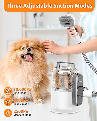 Simple Way Dog Grooming Vacuum, 3 Level Pet Vacuum Grooming Kit with 2.1L Large Pet Grooming Vacuum,6 in 1 Pet Grooming Kit for Dogs, Dog Vacuum Brush for Shedding Grooming (White) - Image 3