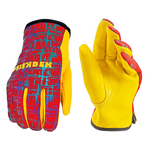 FEISHDEK Kids Genuine Leather Work Gloves