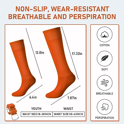 Image of Zhanmai Baseball Belt and Socks Combo, Adjustable Elastic Belt and Softball Socks, Multiple Sizes for Youth Boys Girls, Adult