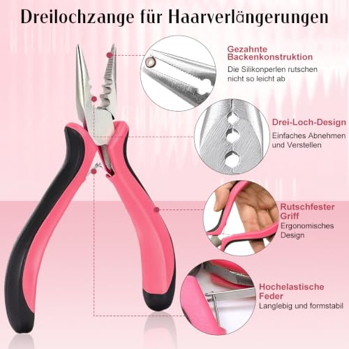 Juego de herramientas para extensiones de cabello con estuche protector 4