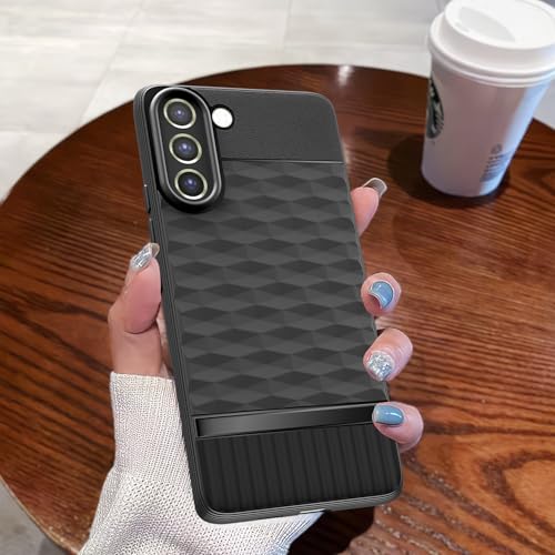 Image of Pikkme Back Cover for Samsung Galaxy S21 FE 5G Camera Protection 3D Hexa Cube Design Silicone Protective Bumper Case (Black)