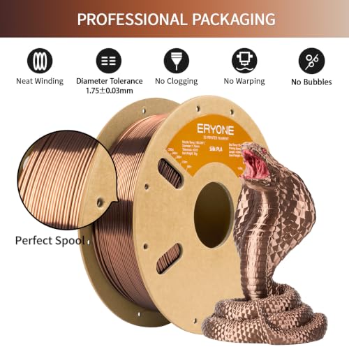 Image of ERYONE Silk PLA Filament for 3D Printer 1.75mm + /- 0.03mm, Shiny Filament 1kg (2.1lbs) /Spool, Mocha Brown