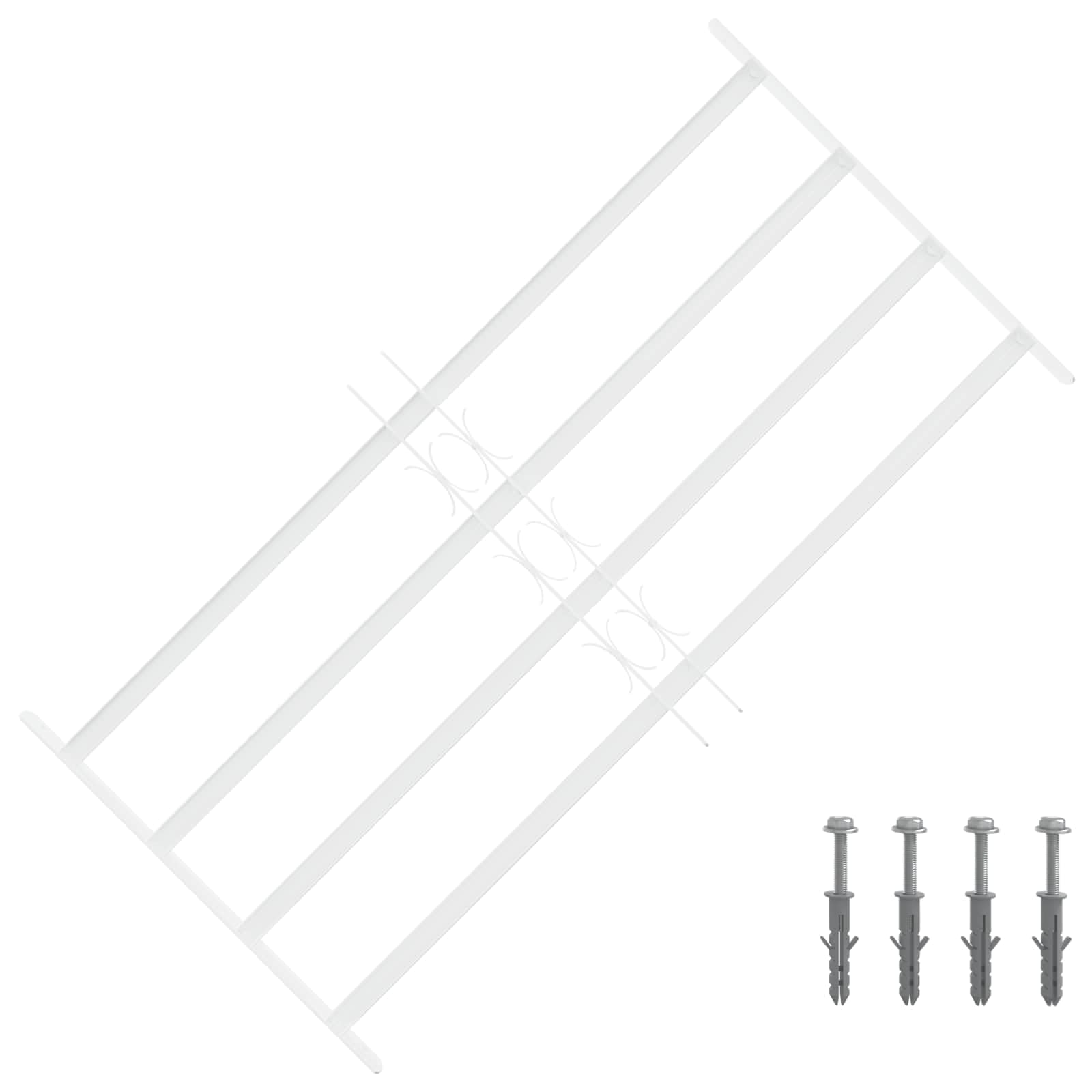 vidaXL Reja de Seguridad para Ventanas con 4 Barras Transversales, Reja de Seguridad para Ventanas, Rectangular y Ajustable, Marco de Acero Que Garantiza tu Tranquilidad