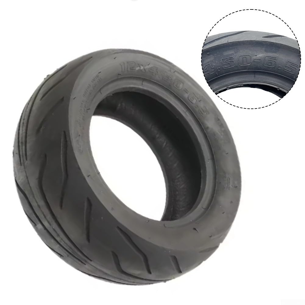 Neumático de vacío sin cámara de 12 x 4.50-6.5 para scooters eléctricos, goma resistente a pinchazos con agarre mejorado, color negro