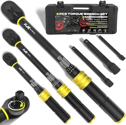 KJE 3PCS Torque Wrench Set, 1/4 & 3/8 & 1/2-Inch Drive 72-Tooth...