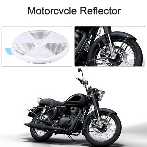 Image of 10 Pack White Self Adhesive and Screw on Round Reflectors, DOT SAE Approval Road Safety Gate Posts Rear Reflectors for Mailboxes Driveway Trailer Caravan Tunnels Truck Tractor Boat Lorry