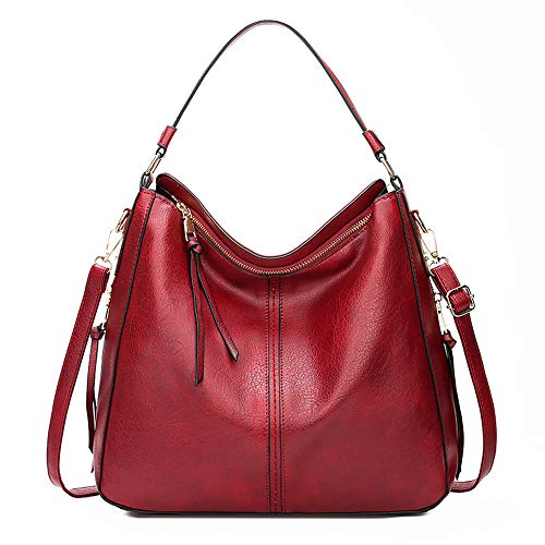 MINGZE Bolsos de Mujer  Bandolera Hobo de Piel Sintético Hombro  Rojo