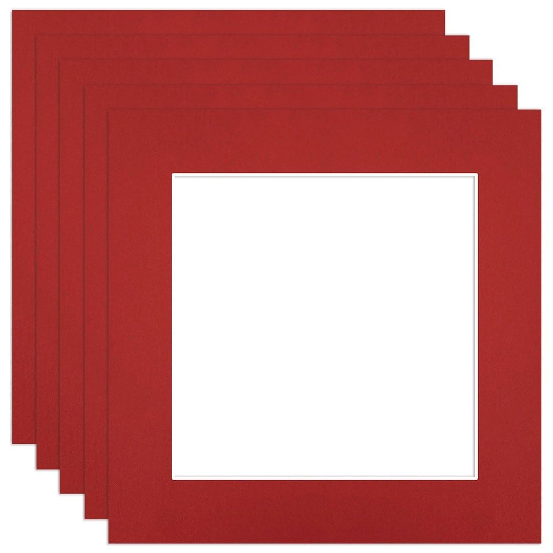 Procut Global 5x5" Crimson Picture Mounts to Fit 3.5x3.5" Aperture - Precision Cut Cardboard Photo Mount - Ideal for Frames, Prints, Artwork & Certificates - Sizes & Colours Available - 5 Pack โ image 1