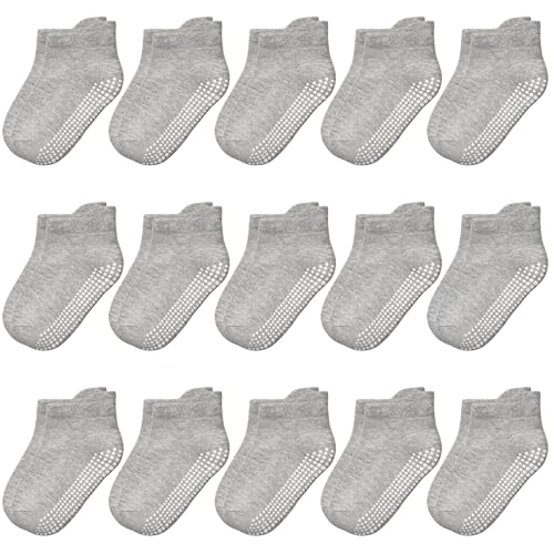 Image of HYCLES Toddler Girl Socks, 12 Pairs Non Slip Ankle Toddler Socks for 1-7 Years Baby Girls Kids