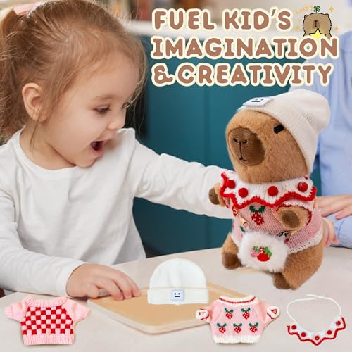 Image of Capybara Plush for Boys Girls Birthday Dress Up Cute Plushies,10 Pcs Set,9 Clothes and Accessories Kawaii Stuffed Animal Plushie Toy, Soft Peluche Doll for Kids 10.2 in