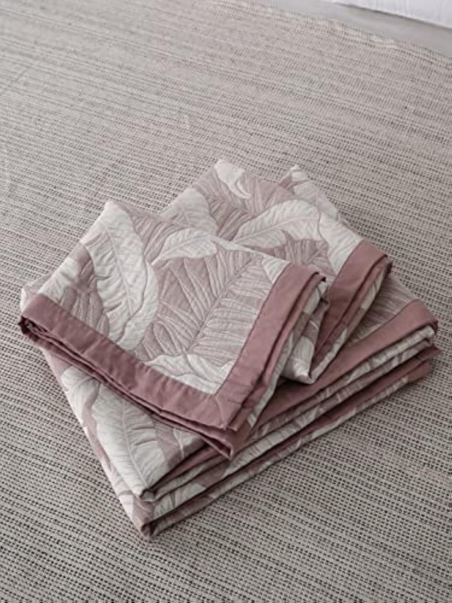 Abstract Floral Weave Salmon Red and White Bedspread