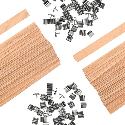 100Pcs Wooden Candle Wicks - 5.1 X 0.5 Inch Crackling Wood Wick With Iron Stand Friendly Smokeless Candle Wicks For Diy Candles (50 Set) #TOP2