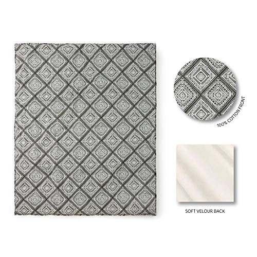 Image of Levtex Baby Nest & Nod Riley Crib Bed Set - Baby Nursery Set - White, Black, Grey - Intricate Geometric - 3 Piece Set Includes Quilt, Fitted Sheet, Crib Skirt /Dust Ruffle