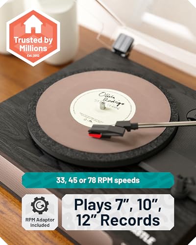 Vinyl Record Player With Speakers | Bluetooth 5.0 Turntable with AUX, RCA Output | Vinyl Player with Multi-Playback Speed & 45 RPM Adapter | Wooden Home Audio Record Player | Oakcastle TT100 Turntable - Les Beatles, Paul McCartney, John Lennon, RIngo Starr, George Harrison Vinyl Record Player With Speakers | Bluetooth 5.0 Turntable with AUX, RCA Output | Vinyl Player with Multi-Playback Speed & 45 RPM Adapter | Wooden Home Audio Record Player | Oakcastle TT100 Turntable – Image 6