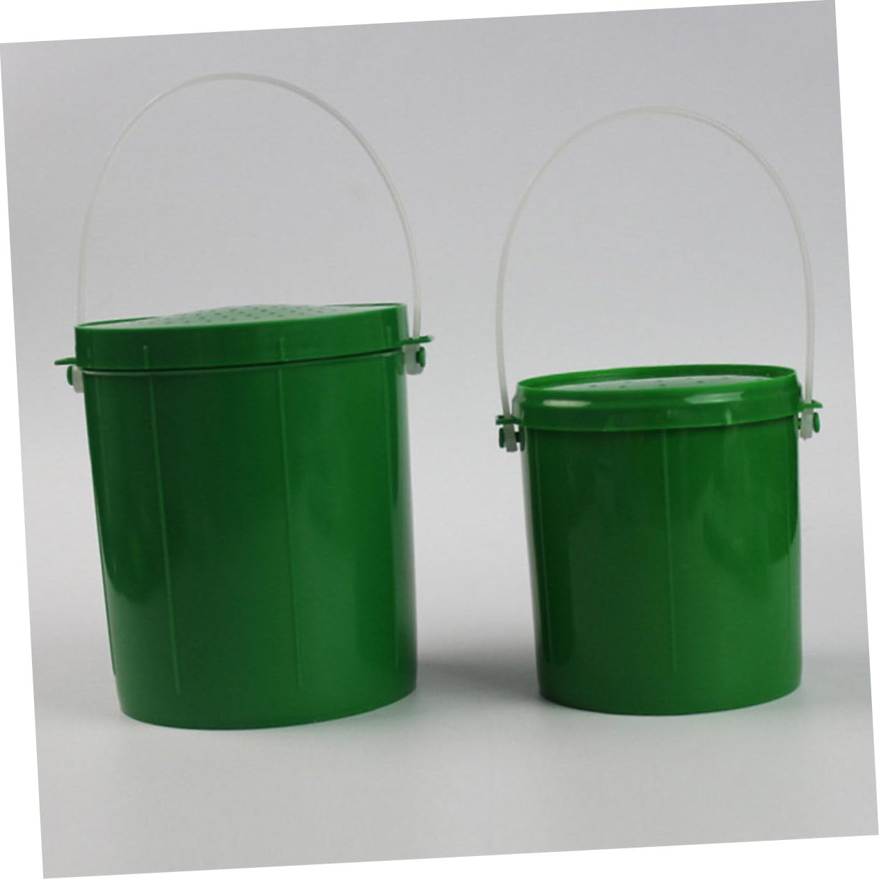 POPETPOP Secchio Leggero Plastica Verde 2 Pezzi Esche da Pesca Resistente agli Urti Contenitore Vermi Vivi